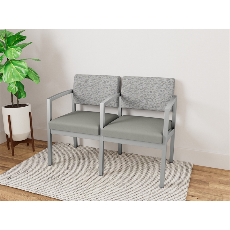 Lesro Industries Steel Waiting Reception 2 Seat Tandem Seating in Gray