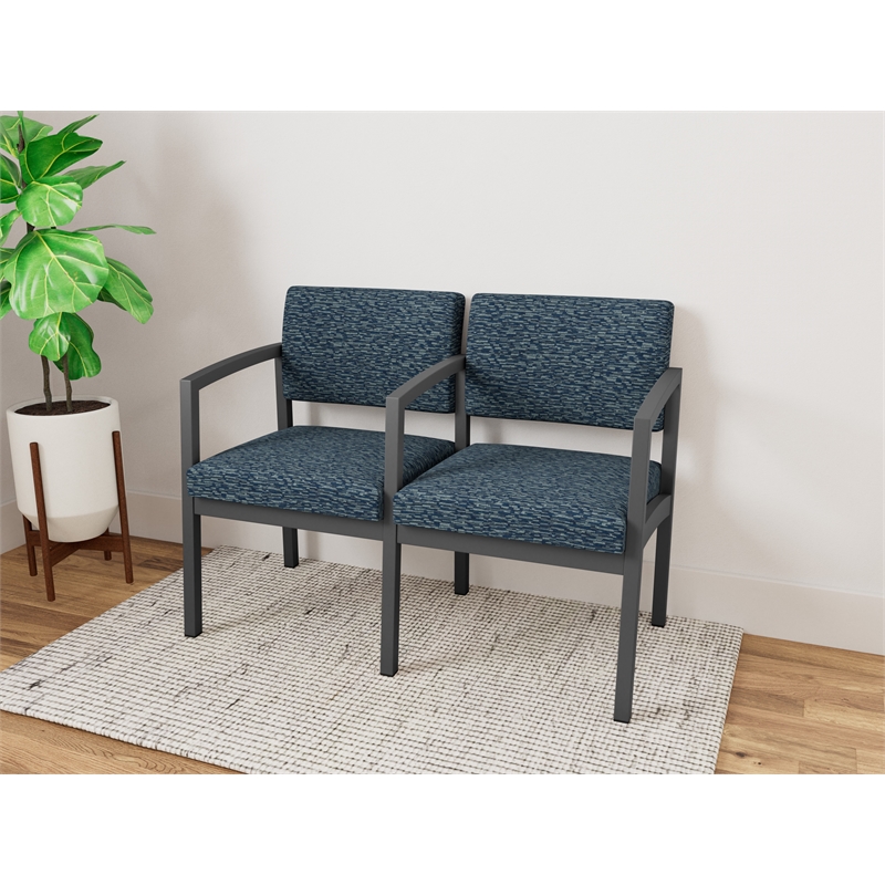 Lesro Industries Steel Waiting Reception 2 Seat Tandem Seating in Blue