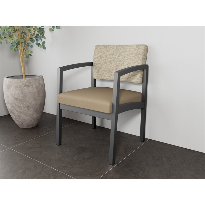 Lesro Industries Steel Waiting Reception Guest Chair Steel Frame in Brown