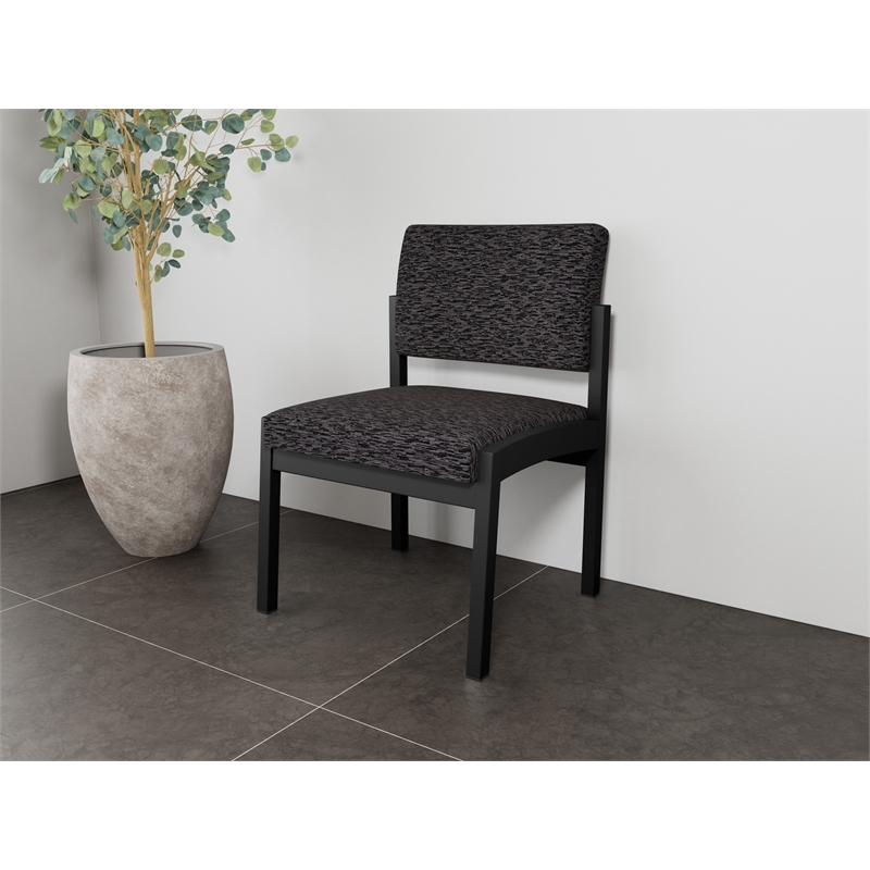 Lesro Industries Steel Waiting Reception Armless Guest Chair in Black