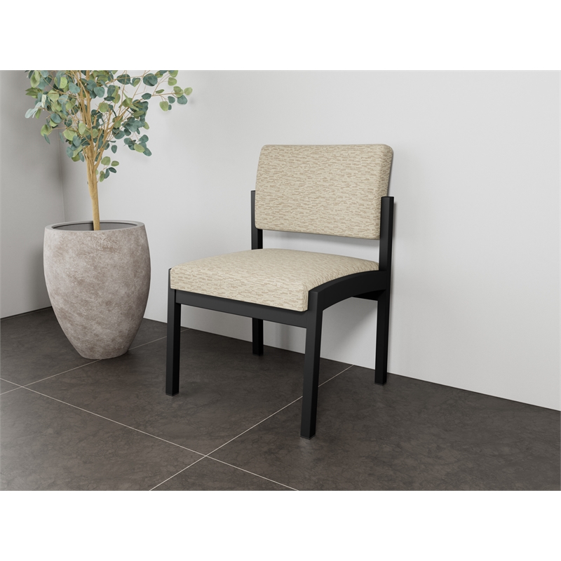 Lesro Industries Steel Waiting Reception Armless Guest Chair in Brown