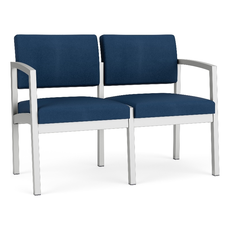 Lesro Industries Steel Waiting Reception 2 Seat Sofa Steel Frame in Blue