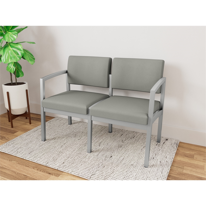 Lesro Industries Steel Waiting Reception 2 Seat Sofa Steel Frame in Gray