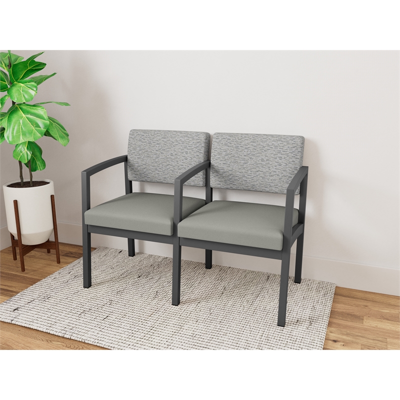 Lesro Industries Steel Waiting Reception 2 Seat Tandem Seating in Gray
