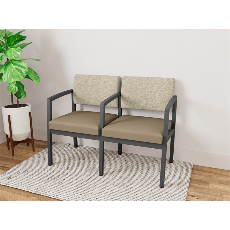 Lesro Industries Steel Waiting Reception 2 Seat Tandem Seating in Brown