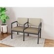 Lesro Industries Steel Waiting Reception 2 Seat Tandem Seating in Brown