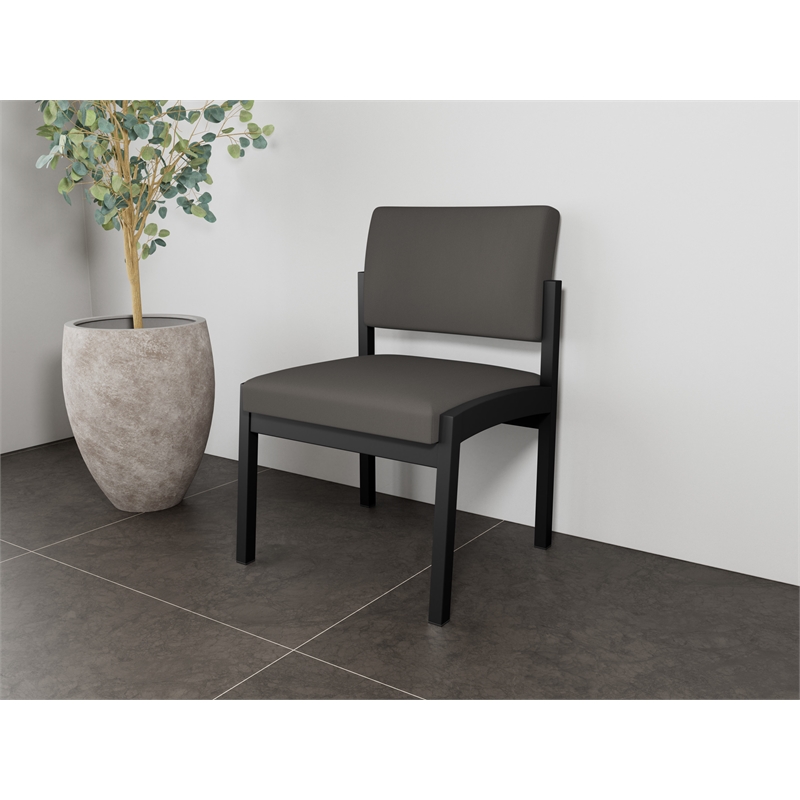 Lesro Industries Steel Waiting Reception Armless Guest Chair in Gray