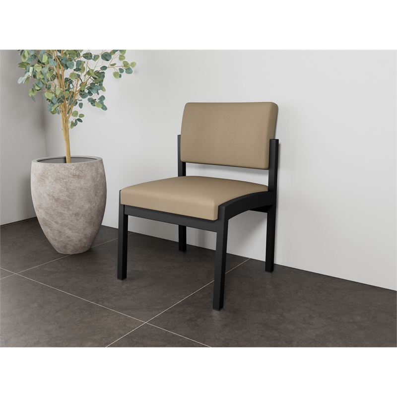 Lesro Industries Steel Waiting Reception Armless Guest Chair in Brown