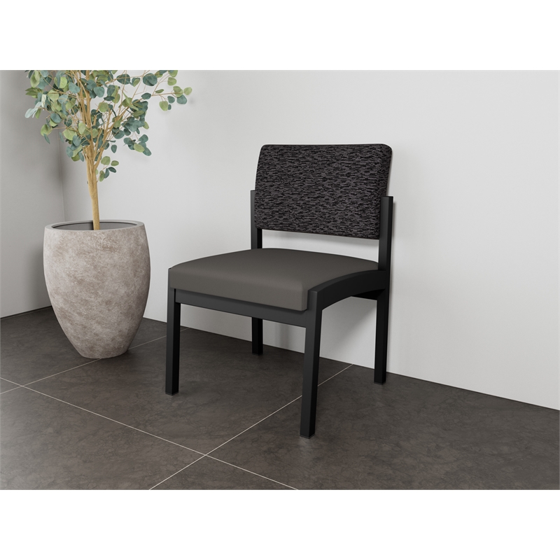 Lesro Industries Steel Waiting Reception Armless Guest Chair in Gray