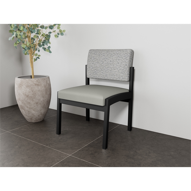Lesro Industries Steel Waiting Reception Armless Guest Chair in Gray
