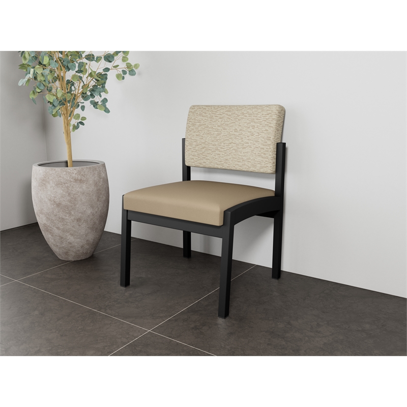 Lesro Industries Steel Waiting Reception Armless Guest Chair in Brown