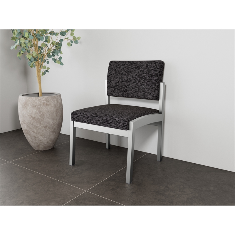 Lesro Industries Steel Waiting Reception Armless Guest Chair in Black