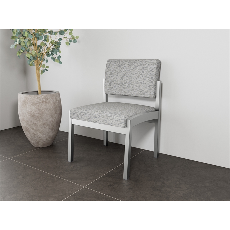 Lesro Industries Steel Waiting Reception Armless Guest Chair in Gray
