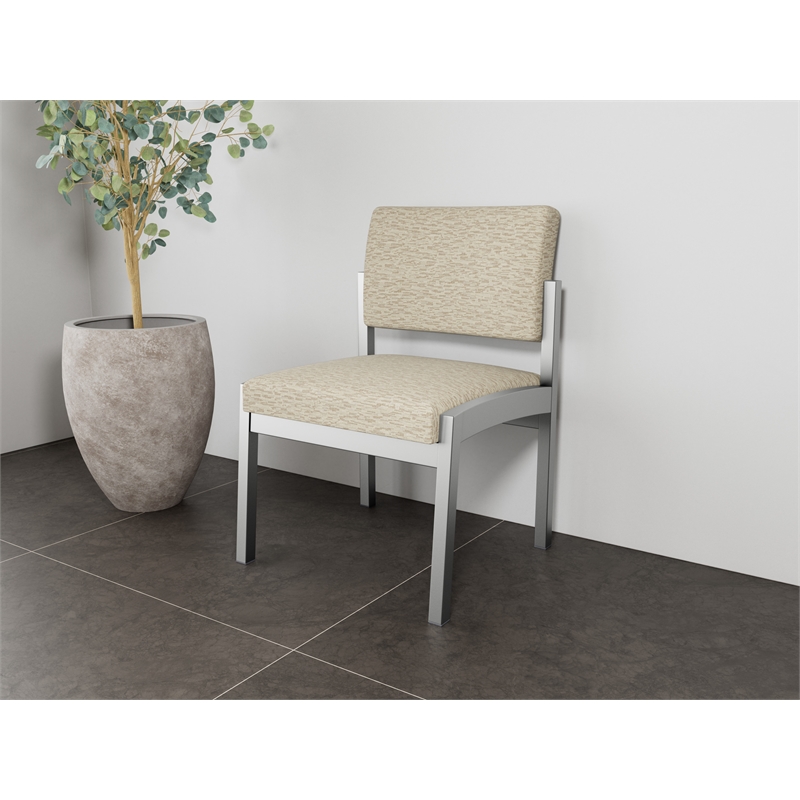 Lesro Industries Steel Waiting Reception Armless Guest Chair in Brown