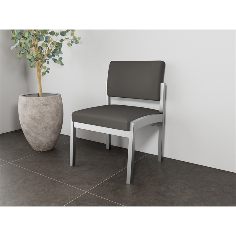 Lesro Industries Steel Waiting Reception Armless Guest Chair in Gray