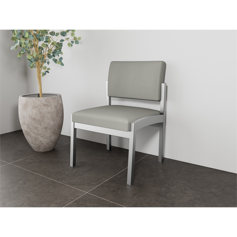 Lesro Industries Steel Waiting Reception Armless Guest Chair in Gray
