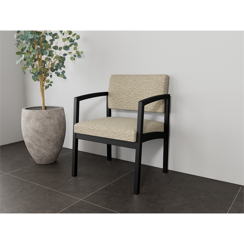Lesro Industries Steel Waiting Reception Wide Guest Chair in Brown