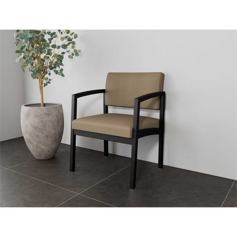 Lesro Industries Steel Waiting Reception Wide Guest Chair in Brown