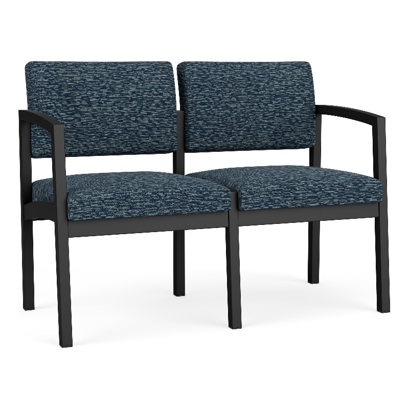 Lesro Industries Steel Waiting Reception 2 Seat Sofa Steel Frame in Blue