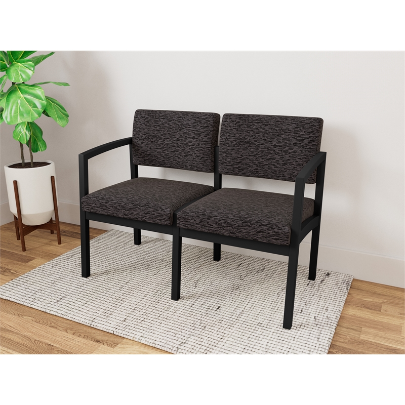 Lesro Industries Steel Waiting Reception 2 Seat Sofa Steel Frame in Black