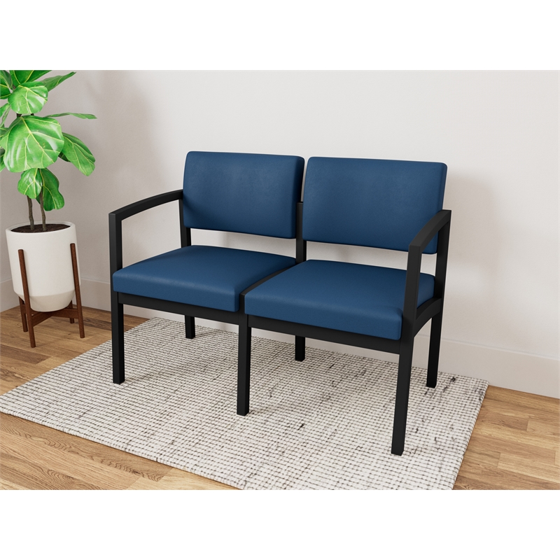 Lesro Industries Steel Waiting Reception 2 Seat Sofa Steel Frame in Blue