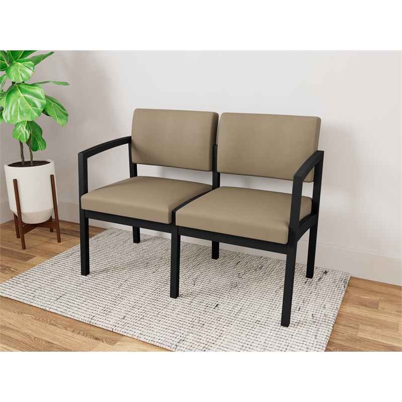 Lesro Industries Steel Waiting Reception 2 Seat Sofa Steel Frame in Brown