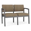 Lesro Industries Steel Waiting Reception 2 Seat Sofa Steel Frame in Gray