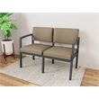 Lesro Industries Steel Waiting Reception 2 Seat Sofa Steel Frame in Brown