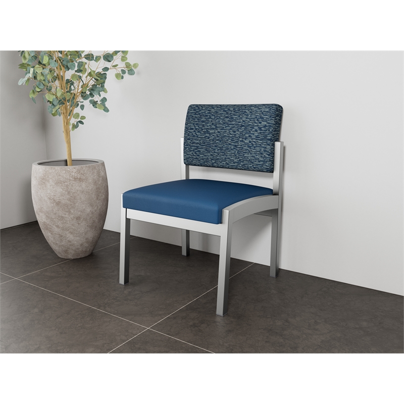 Lesro Industries Steel Waiting Reception Armless Guest Chair in Blue