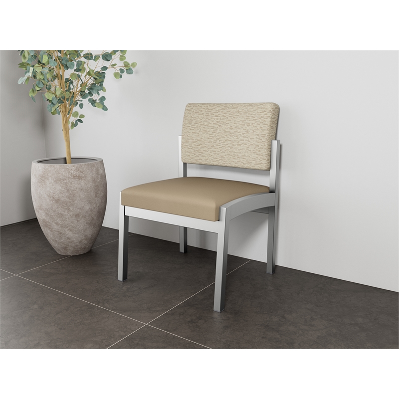 Lesro Industries Steel Waiting Reception Armless Guest Chair in Brown