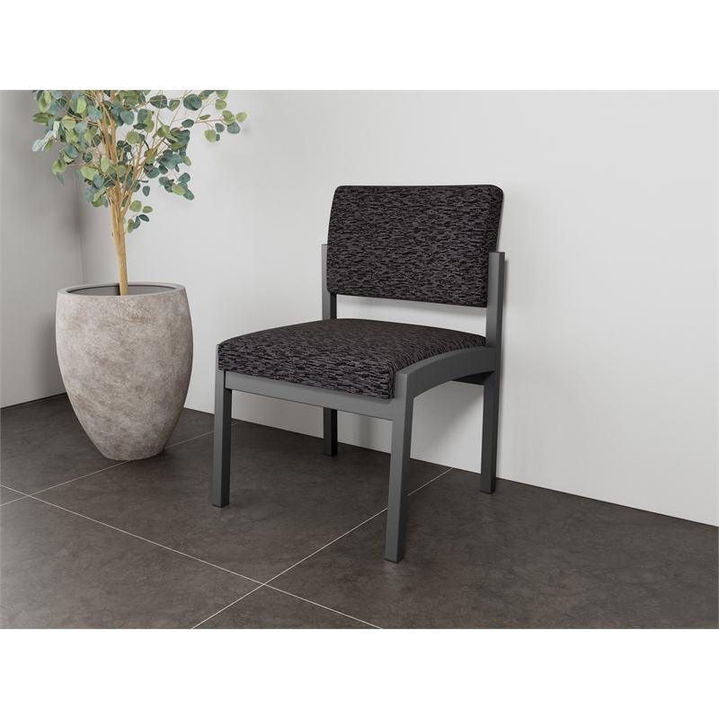 Lesro Industries Steel Waiting Reception Armless Guest Chair in Black