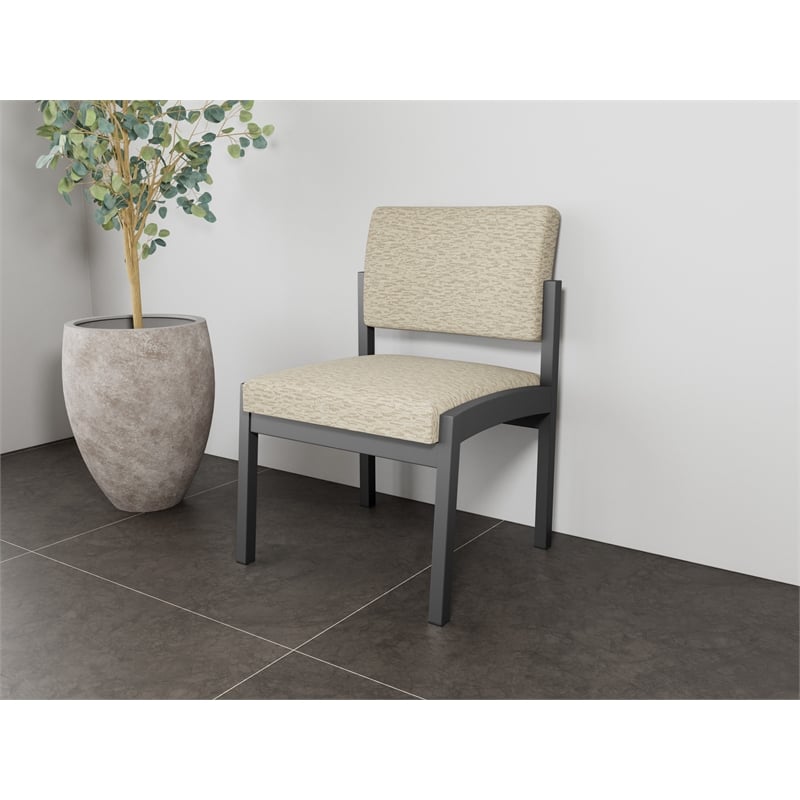 Lesro Industries Steel Waiting Reception Armless Guest Chair in Brown