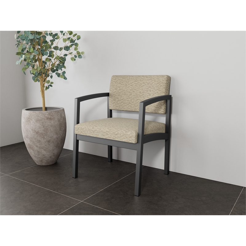 Lesro Industries Steel Waiting Reception Wide Guest Chair in Brown