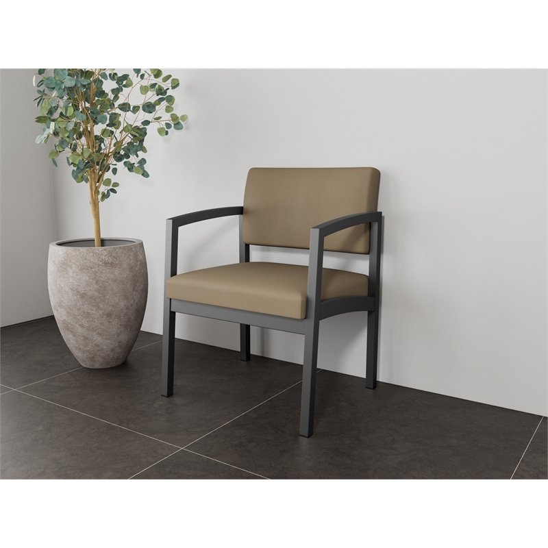 Lesro Industries Steel Waiting Reception Wide Guest Chair in Brown