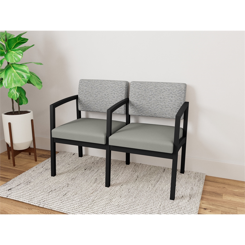 Lesro Industries Steel Waiting Reception 2 Seat Tandem Seating in Gray