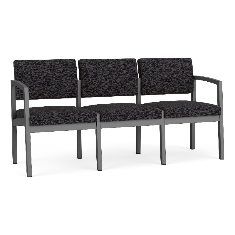 Lesro Industries Steel Waiting Reception 3 Seat Sofa Steel Frame in Black