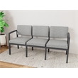 Lesro Industries Steel Waiting Reception 3 Seat Sofa Steel Frame in Gray