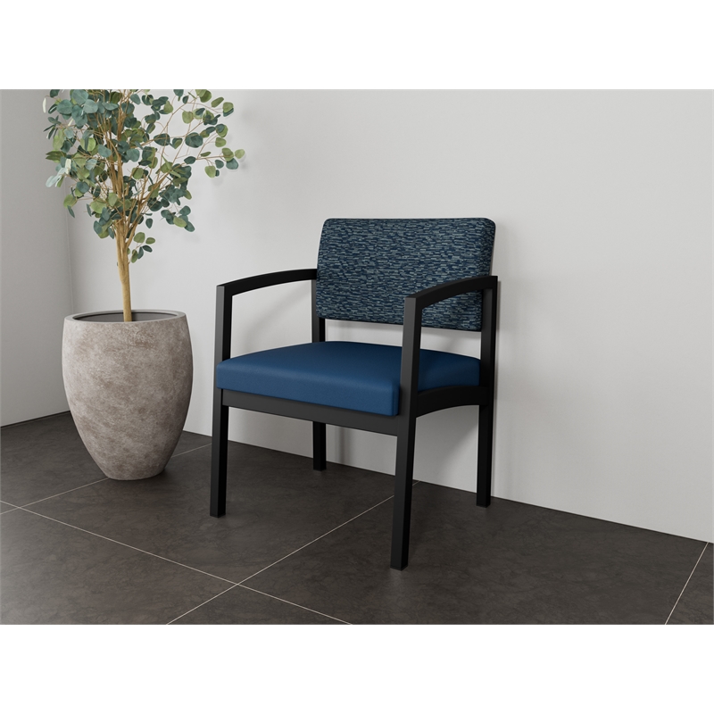 Lesro Industries Steel Waiting Reception Wide Guest Chair in Blue