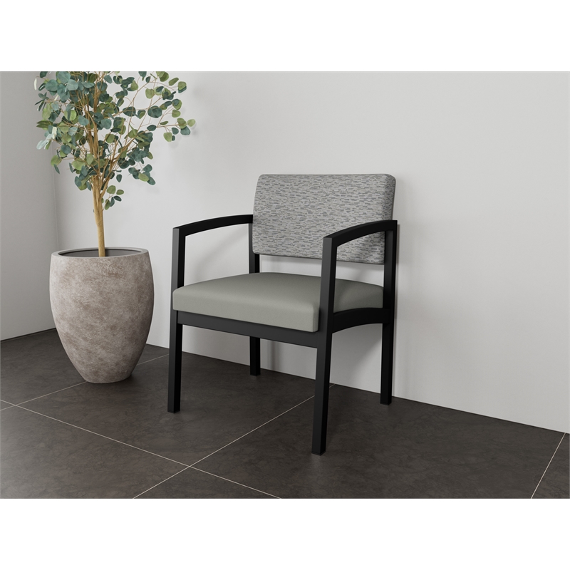 Lesro Industries Steel Waiting Reception Wide Guest Chair in Gray