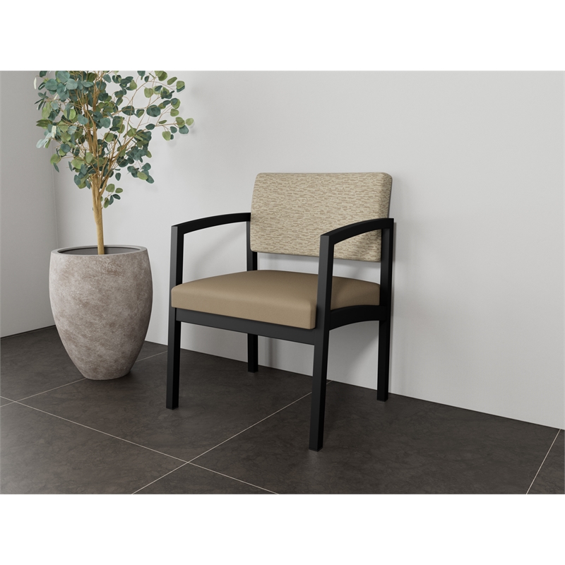 Lesro Industries Steel Waiting Reception Wide Guest Chair in Brown