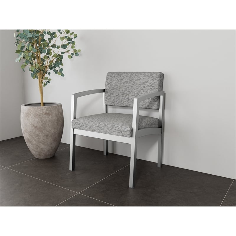 Lesro Industries Steel Waiting Reception Wide Guest Chair in Gray
