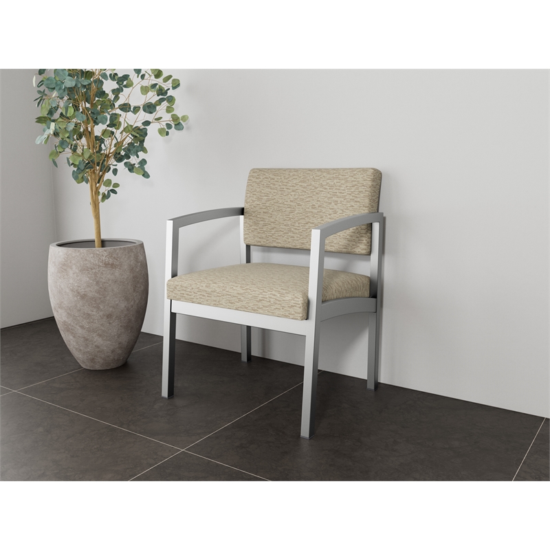 Lesro Industries Steel Waiting Reception Wide Guest Chair in Brown