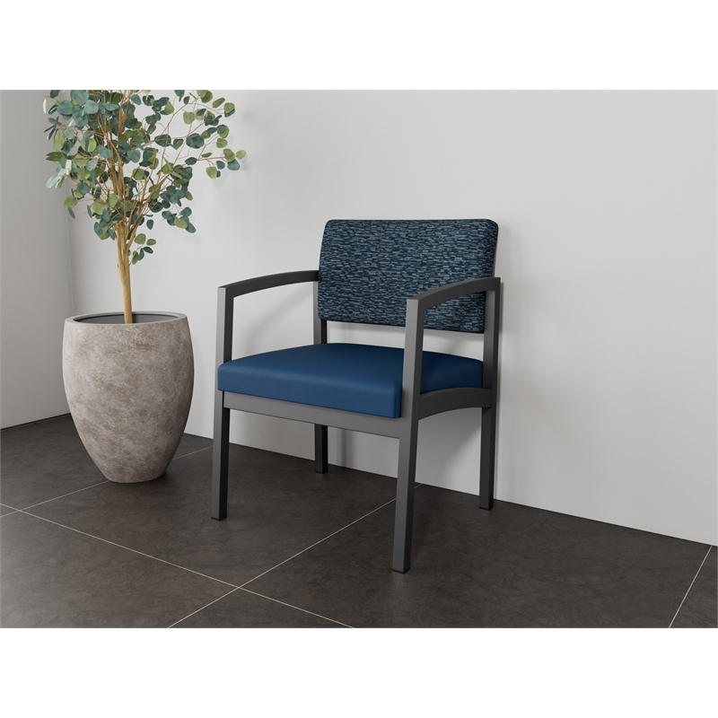 Lesro Industries Steel Waiting Reception Wide Guest Chair in Blue
