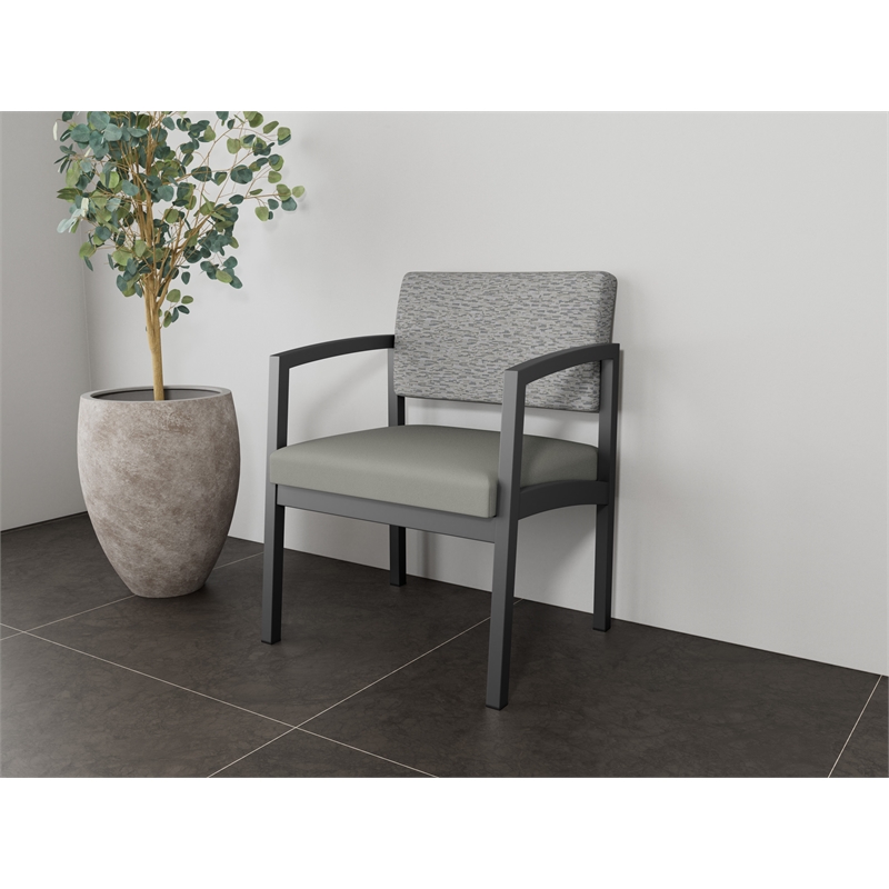Lesro Industries Steel Waiting Reception Wide Guest Chair in Gray