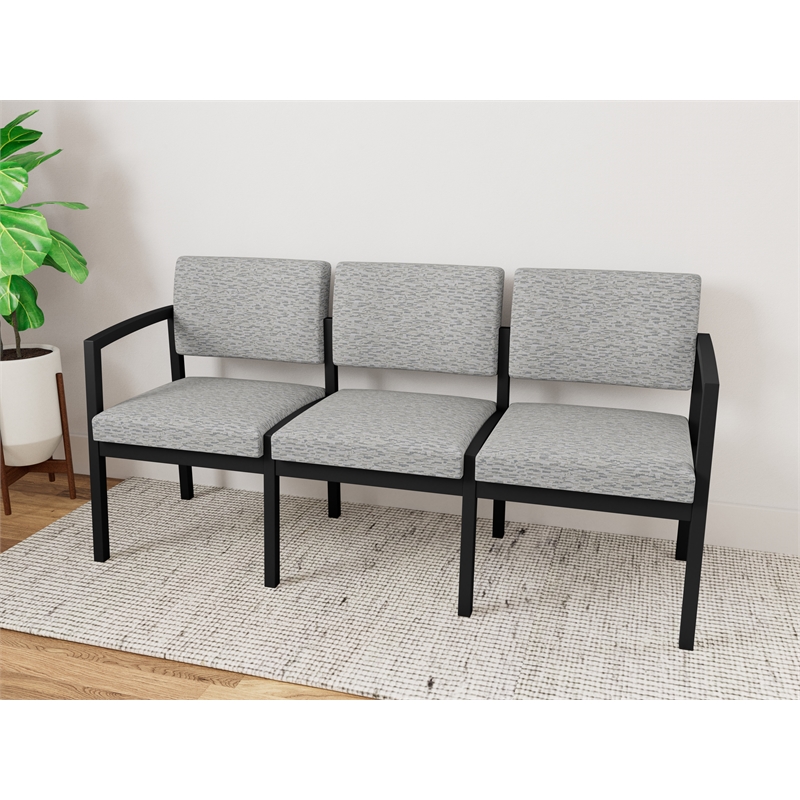 Lesro Industries Steel Waiting Reception 3 Seat Sofa Steel Frame in Gray