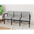 Lesro Industries Steel Waiting Reception 3 Seat Sofa Steel Frame in Gray