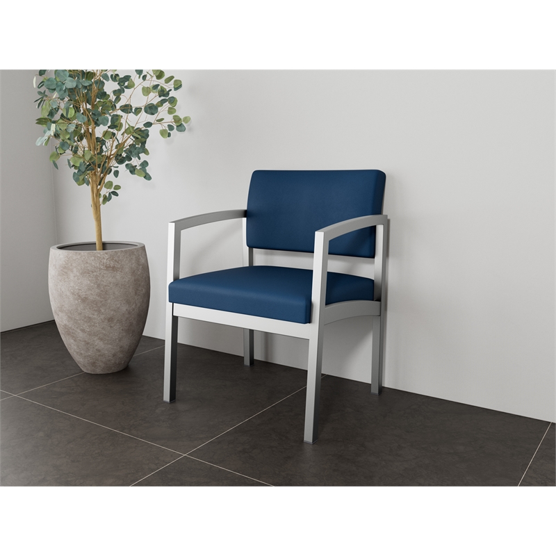 Lesro Industries Steel Waiting Reception Wide Guest Chair in Blue