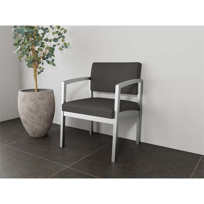 Lesro Industries Steel Waiting Reception Wide Guest Chair in Gray