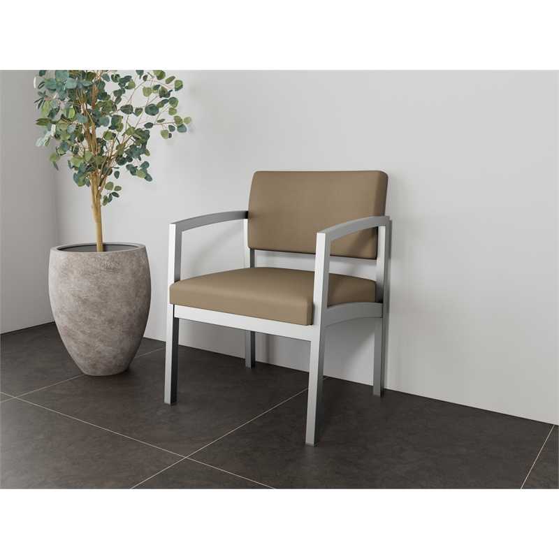 Lesro Industries Steel Waiting Reception Wide Guest Chair in Brown