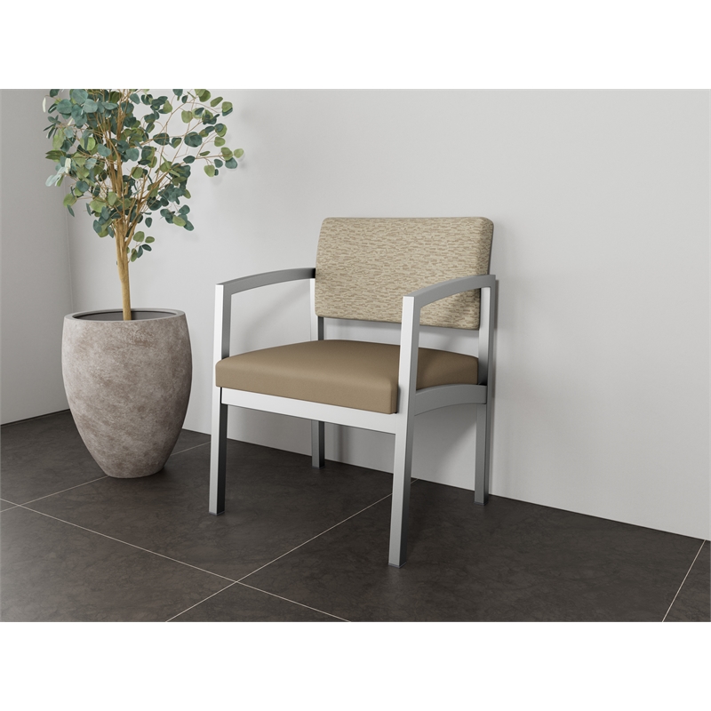 Lesro Industries Steel Waiting Reception Wide Guest Chair in Brown